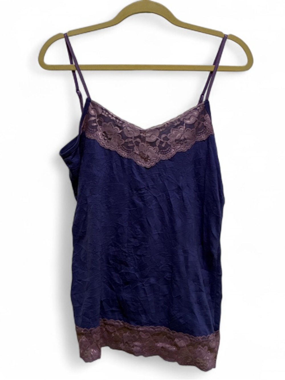 Y2K Style Maurices Purple Lace-Trim Cami Tank Top
